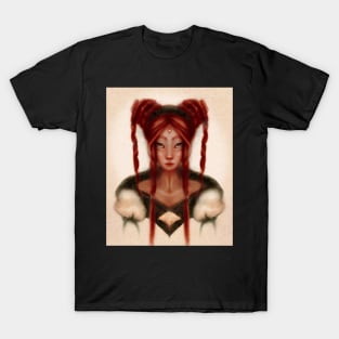 Portrait of fierce surreal magical fairy queen with jewel T-Shirt